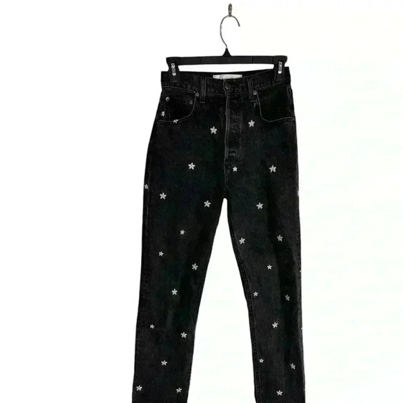 Reformation Cynthia High Relaxed Jean - Black Daisy Size 24 - Picture 2 of 10